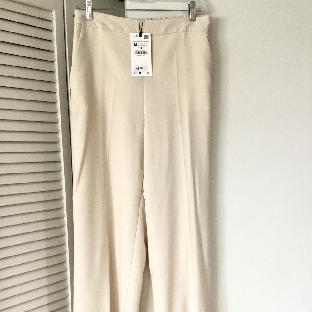 Zara Pull On Cream Spring Slacks